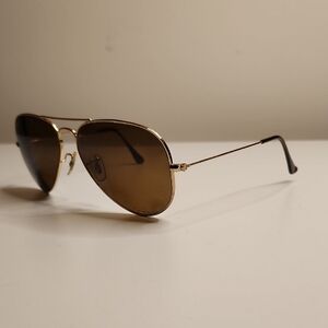 Ray-Ban Gold Frame Sunglasses with Dark Brown Lenses